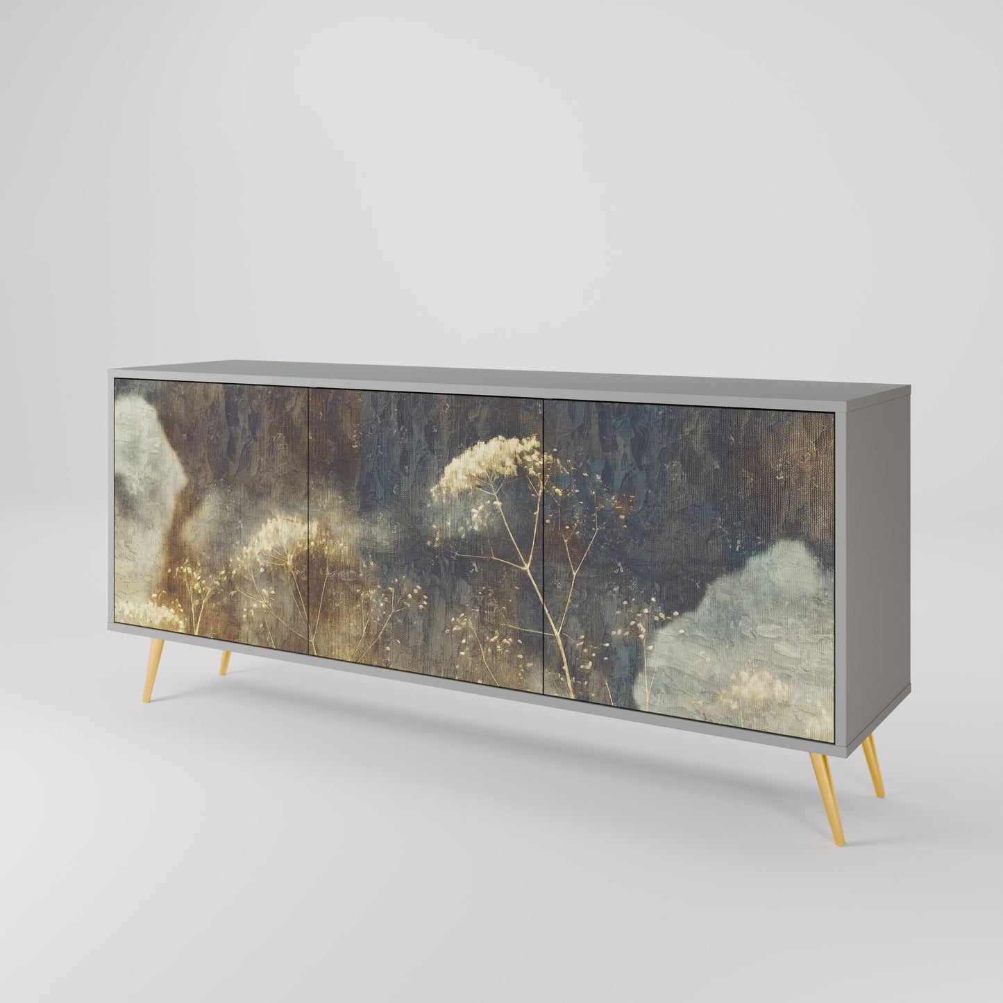 GENTLE POWER 3-Door Sideboard in Grey Finish