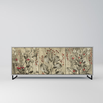HERBAL GRACE 3-Door Sideboard in Grey Finish
