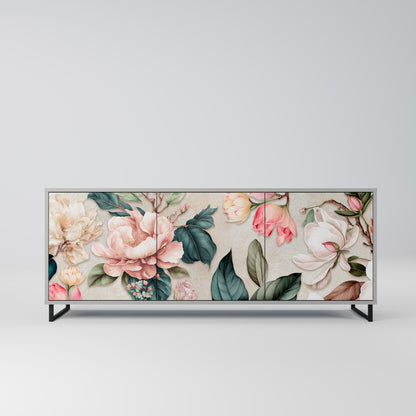FLORAL GRACE 3-Door Sideboard in Grey Finish