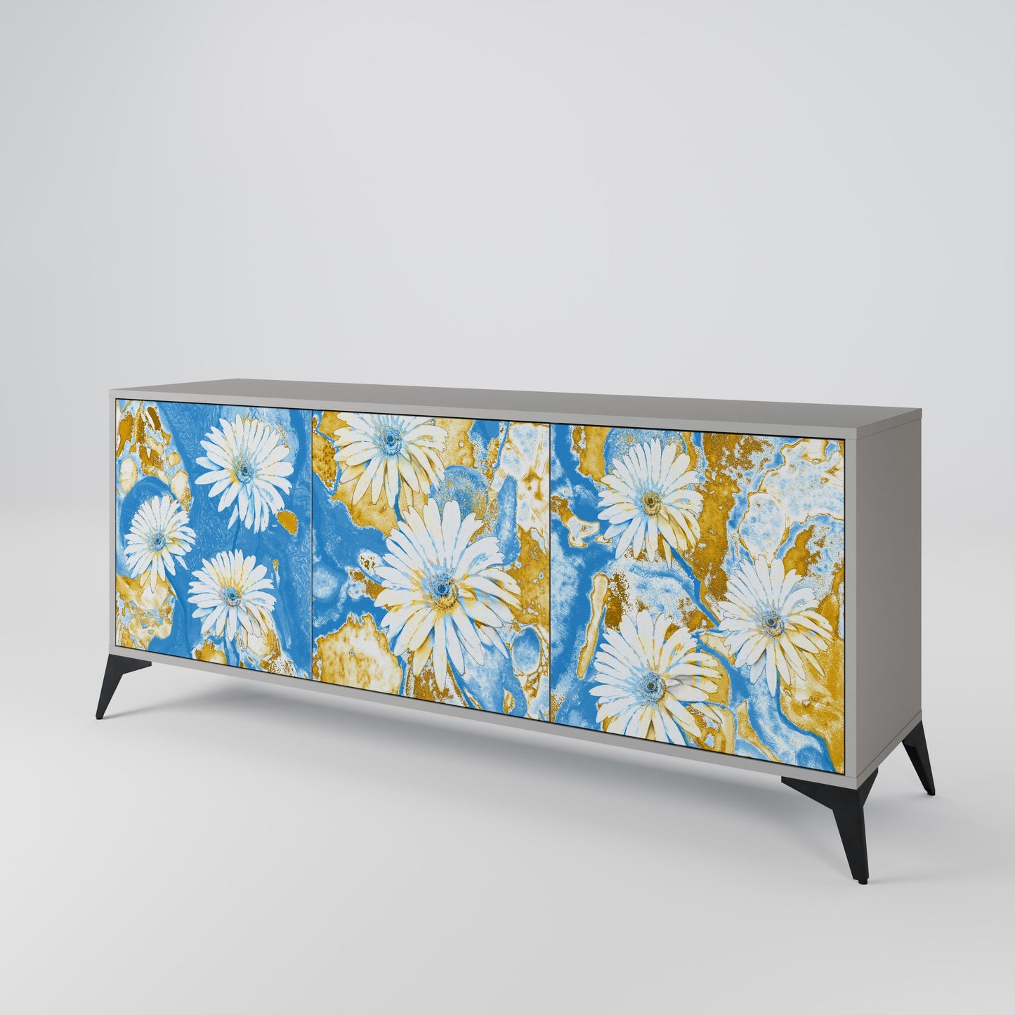 DAISY LUXE 3-Door Sideboard in Grey Finish