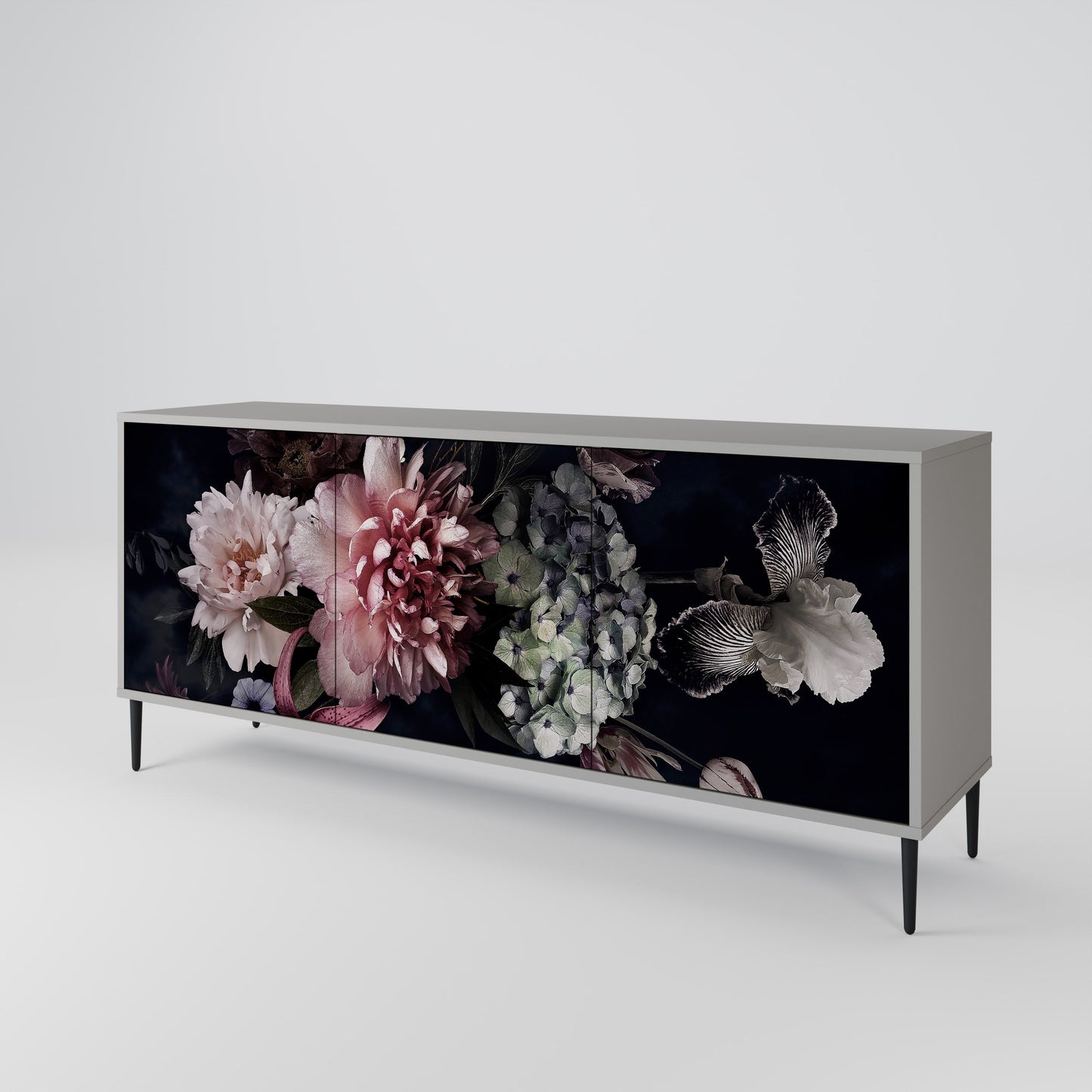 Credenza a 3 ante PURE BLOSSOM in finitura grigia