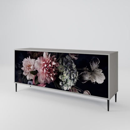 Credenza a 3 ante PURE BLOSSOM in finitura grigia
