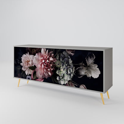 Credenza a 3 ante PURE BLOSSOM in finitura grigia