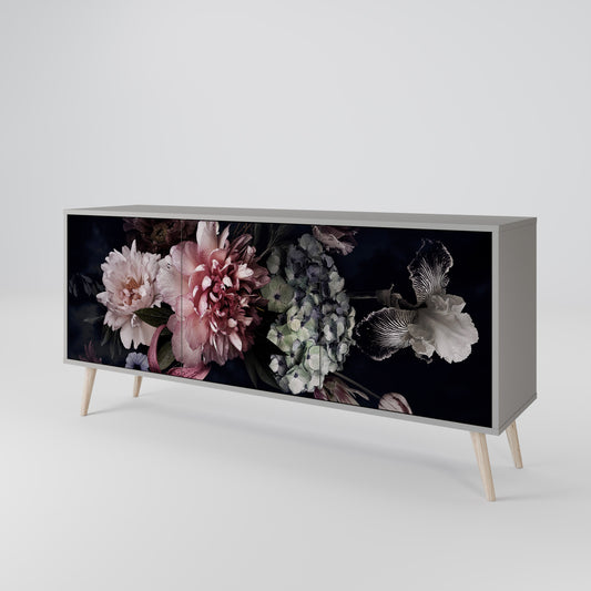 Credenza a 3 ante PURE BLOSSOM in finitura grigia