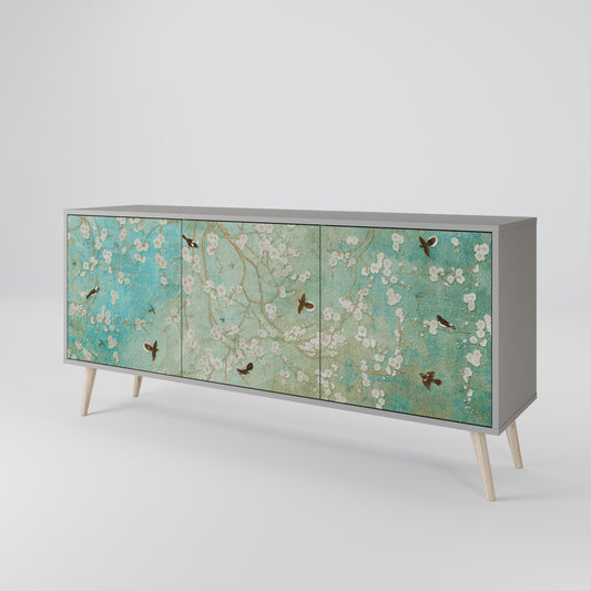 Credenza BLOOMING CHARM a 3 ante in finitura grigia