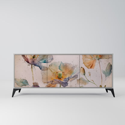 Credenza SOFTEN POPPY a 3 ante in finitura grigia