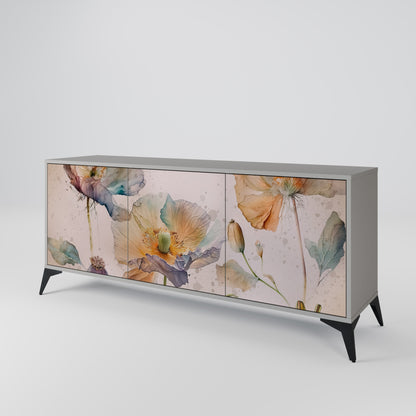 Credenza SOFTEN POPPY a 3 ante in finitura grigia