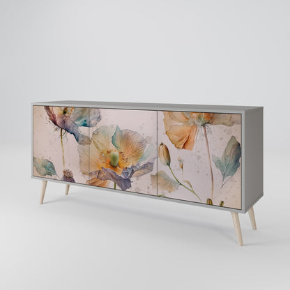 Credenza SOFTEN POPPY a 3 ante in finitura grigia