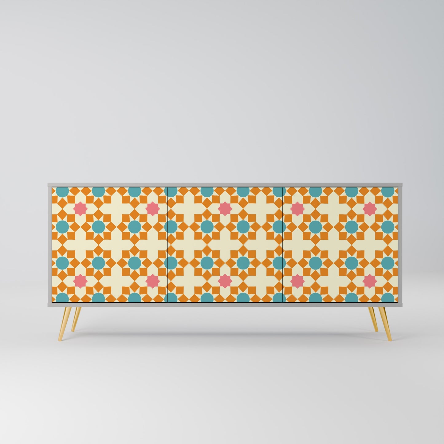 FLORAL DECOR 3-Door Sideboard in Grey Finish