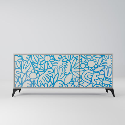 Credenza BLOOMY MORNING a 3 ante in finitura grigia