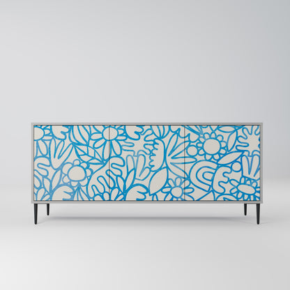 Credenza BLOOMY MORNING a 3 ante in finitura grigia
