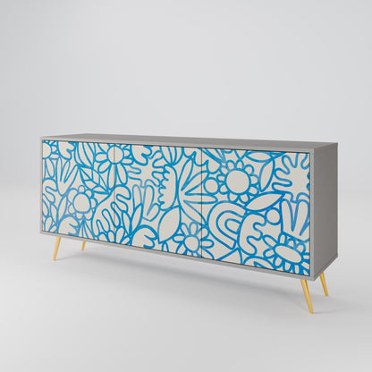 Credenza BLOOMY MORNING a 3 ante in finitura grigia