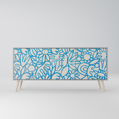 Credenza BLOOMY MORNING a 3 ante in finitura grigia