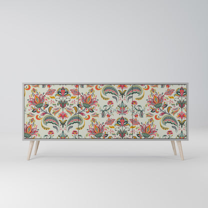ORGANIC FOLKLORE 3-Door Sideboard in Grey Finish