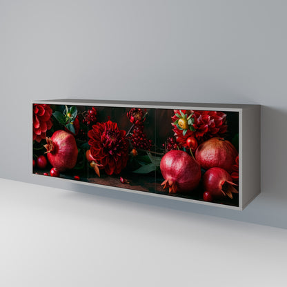Credenza a 3 ante DAHLIAS AND POMEGRANATES in finitura grigia