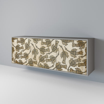 Credenza ALMONDINE SONGBIRD a 3 ante in finitura grigia