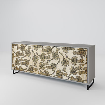 Credenza ALMONDINE SONGBIRD a 3 ante in finitura grigia