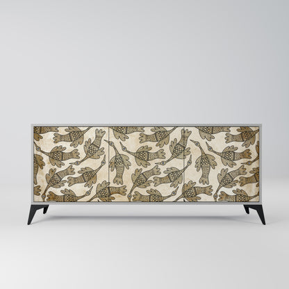 Credenza ALMONDINE SONGBIRD a 3 ante in finitura grigia