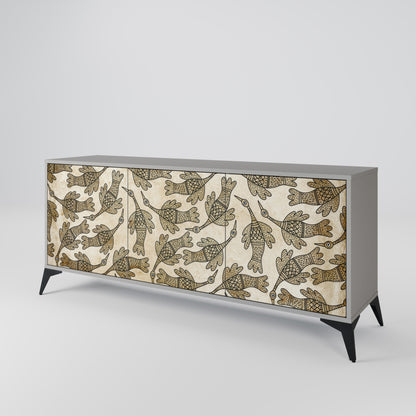 Credenza ALMONDINE SONGBIRD a 3 ante in finitura grigia