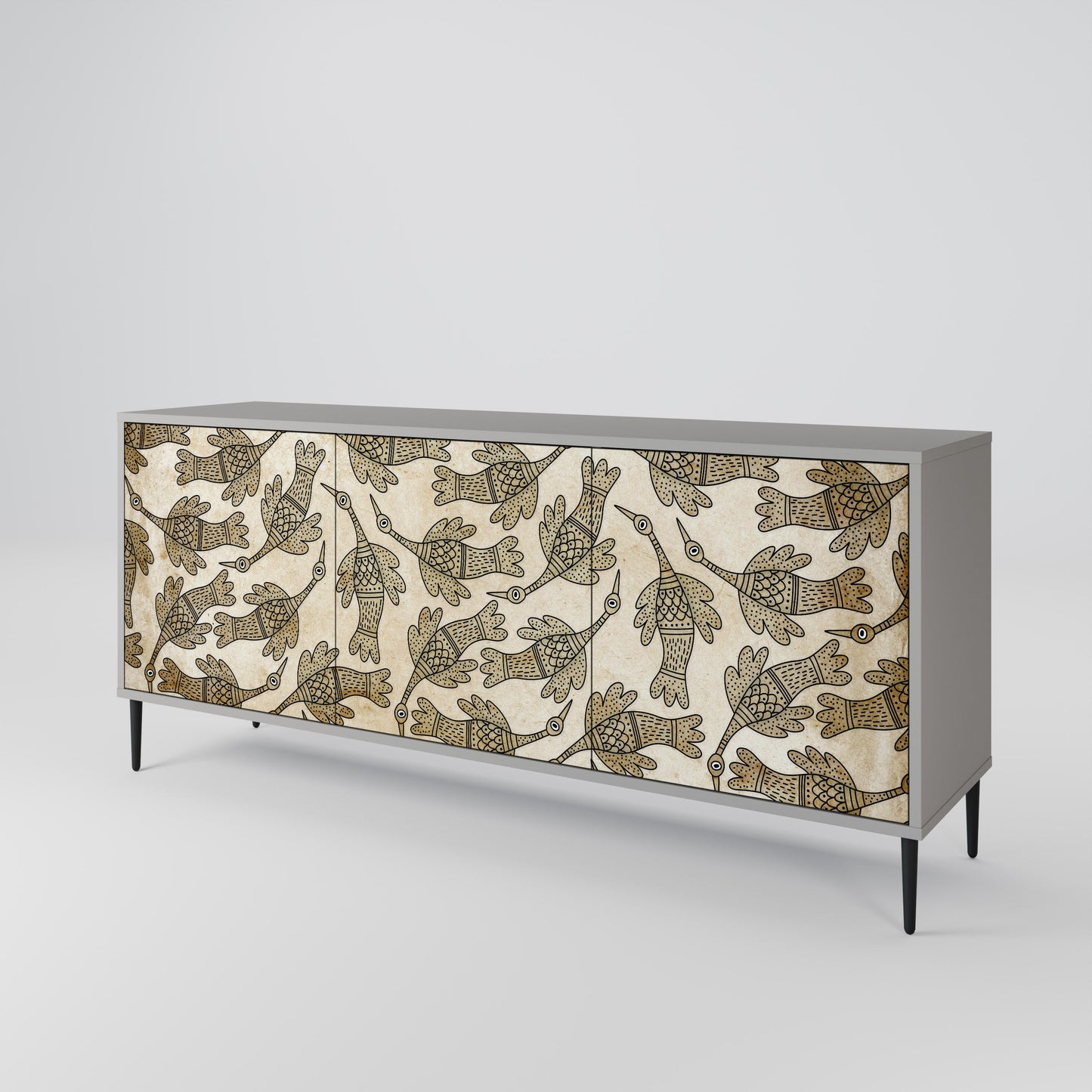 Credenza ALMONDINE SONGBIRD a 3 ante in finitura grigia