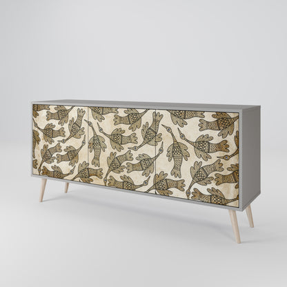 Credenza ALMONDINE SONGBIRD a 3 ante in finitura grigia