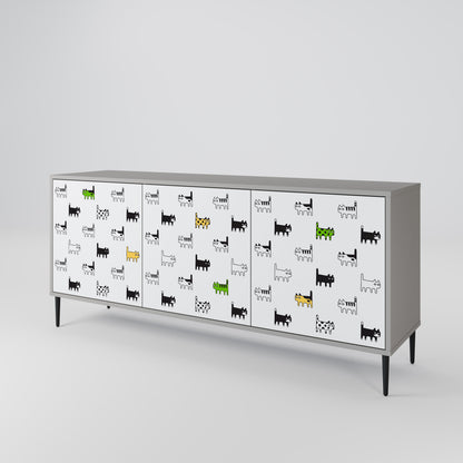 CATS COMPILATION 3-Door Sideboard in Grey Finish