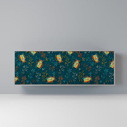 Credenza a 3 ante AUTUMN INSECTS in finitura grigia