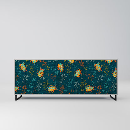Credenza a 3 ante AUTUMN INSECTS in finitura grigia
