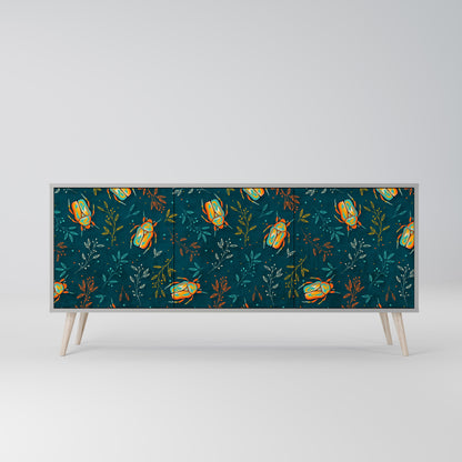 Credenza a 3 ante AUTUMN INSECTS in finitura grigia