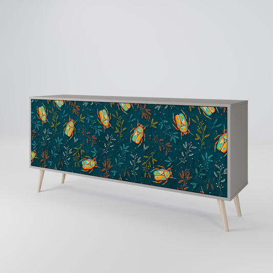Credenza a 3 ante AUTUMN INSECTS in finitura grigia