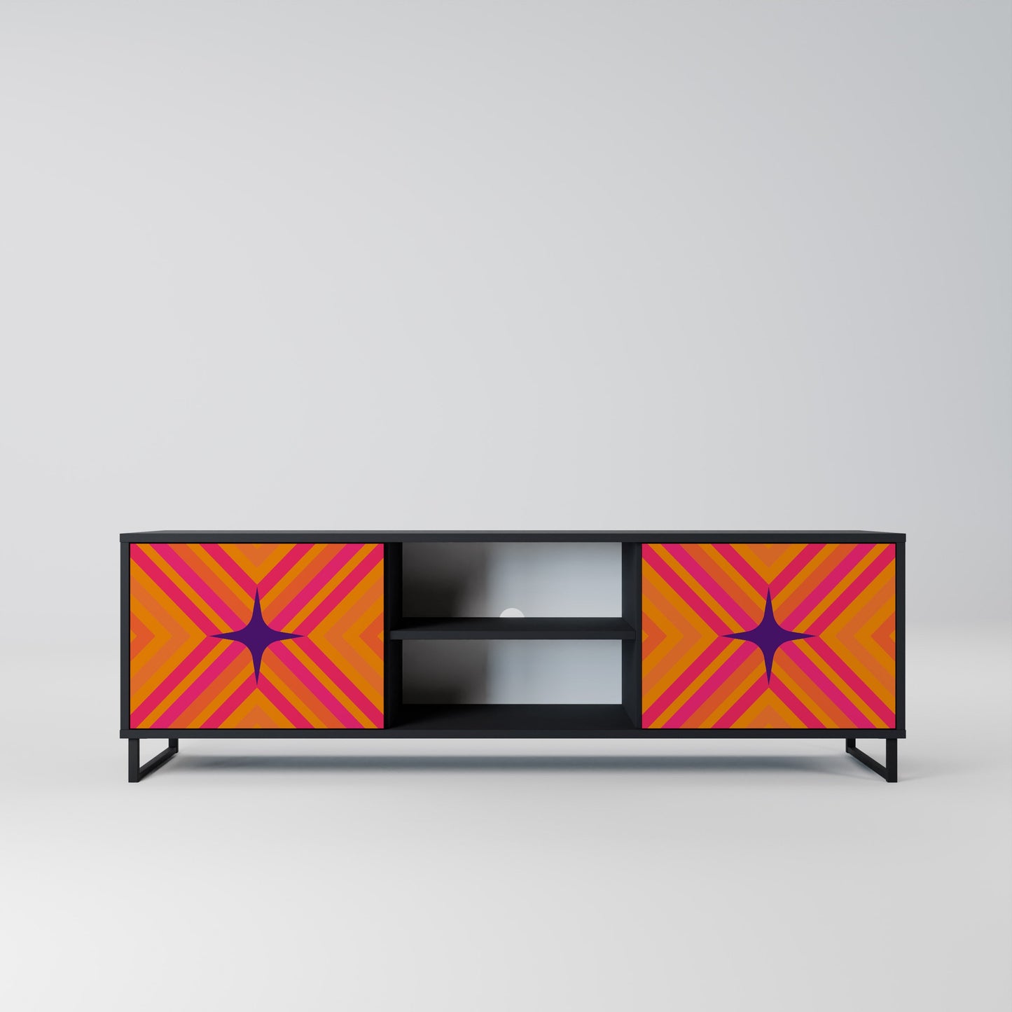 Mobile TV GEOMETRIC BRILLIANCE a 2 ante in finitura nera