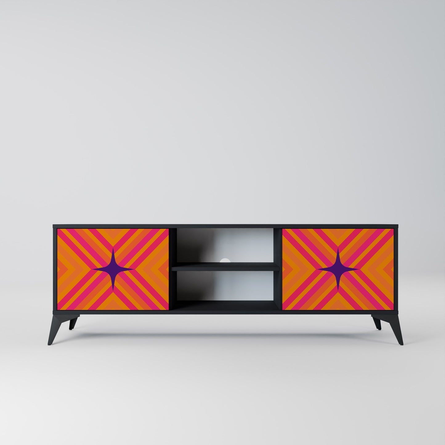 Mobile TV GEOMETRIC BRILLIANCE a 2 ante in finitura nera