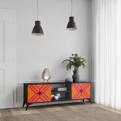 Mobile TV GEOMETRIC BRILLIANCE a 2 ante in finitura nera