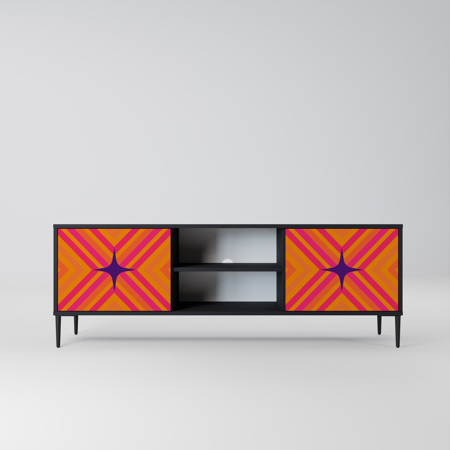 Mobile TV GEOMETRIC BRILLIANCE a 2 ante in finitura nera
