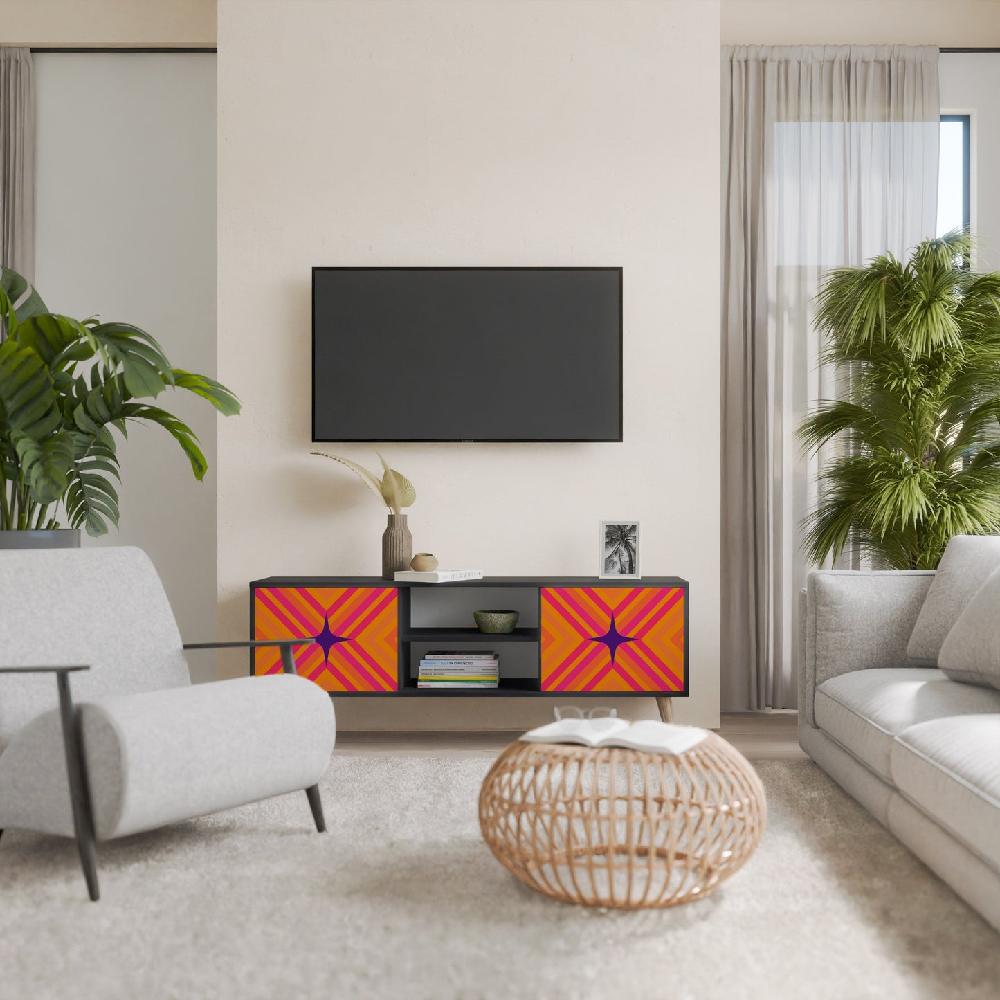 Mobile TV GEOMETRIC BRILLIANCE a 2 ante in finitura nera