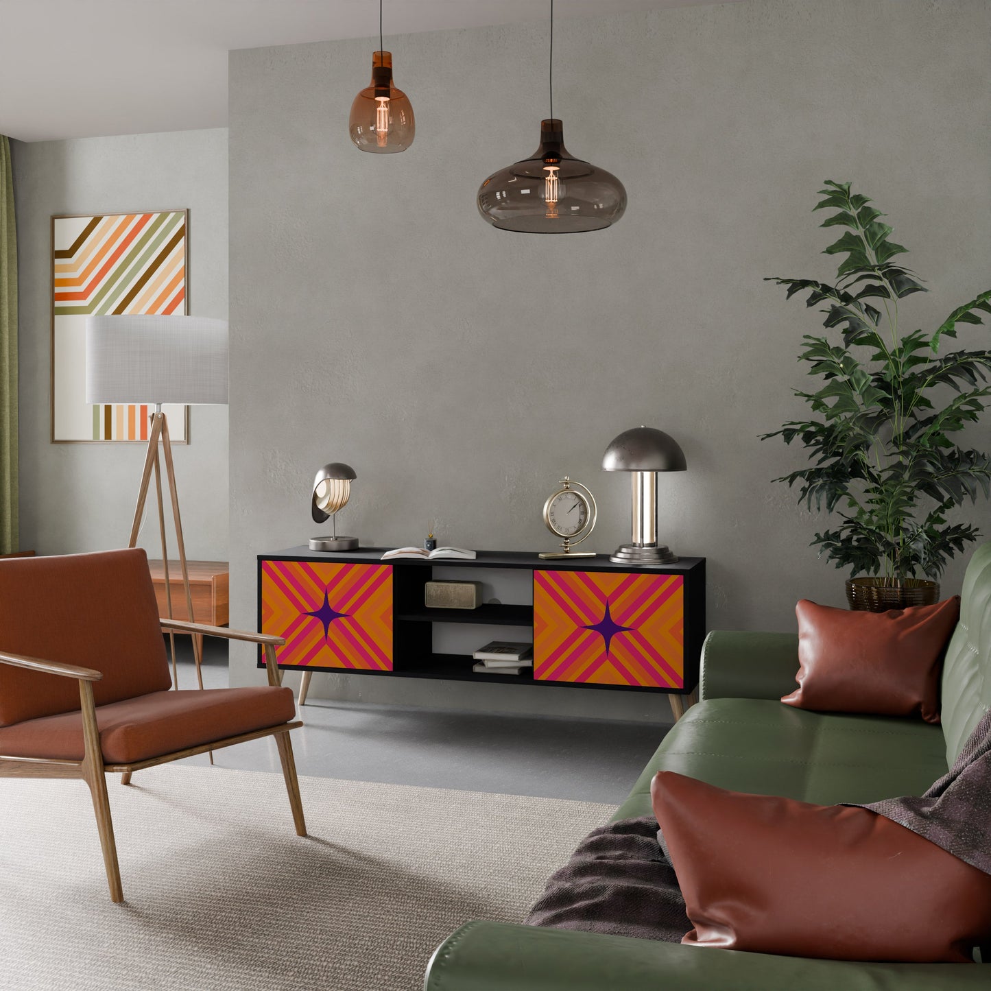 Mobile TV GEOMETRIC BRILLIANCE a 2 ante in finitura nera