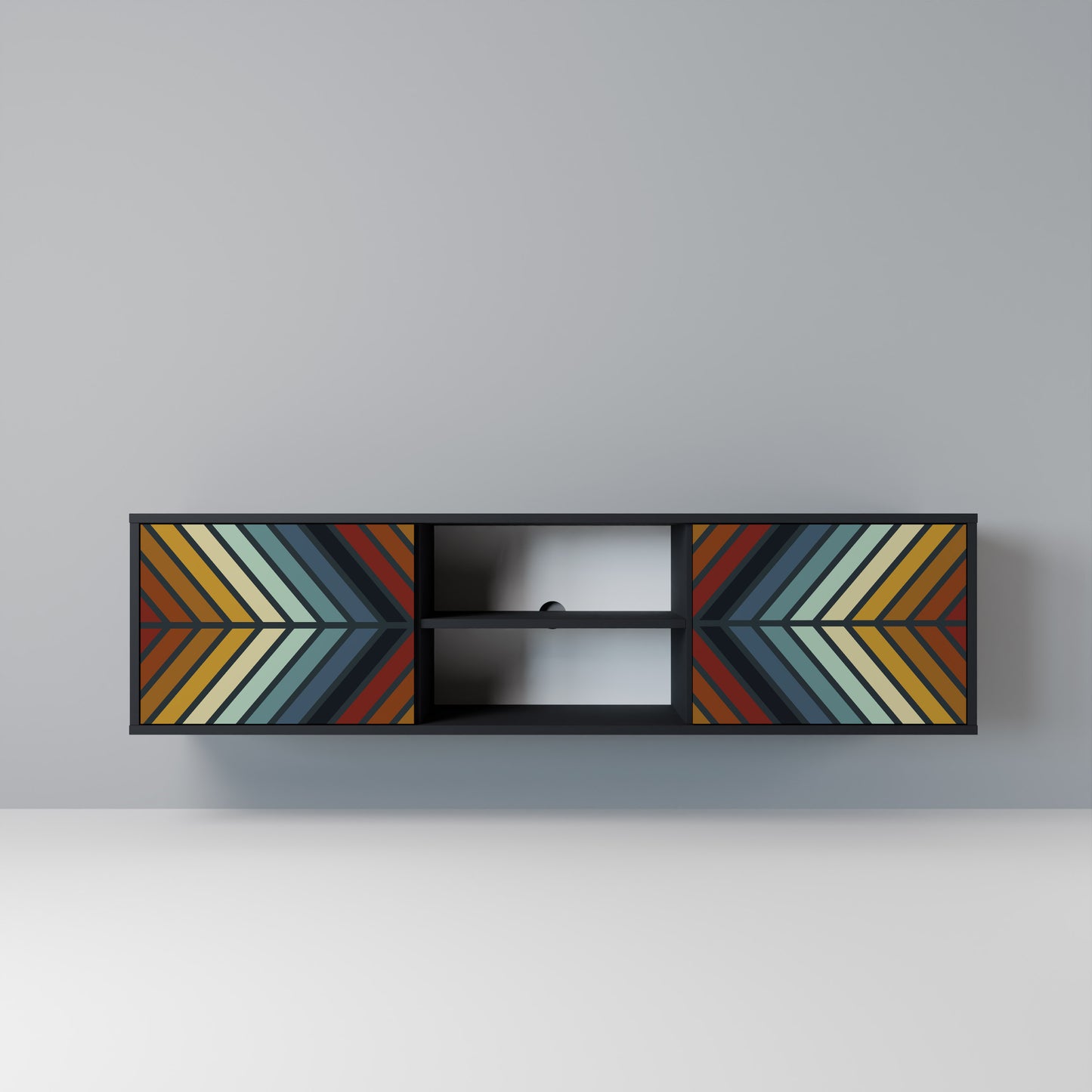 INDIGENOUS ZIGZAG Mobile TV a 2 Ante in Finitura Nera