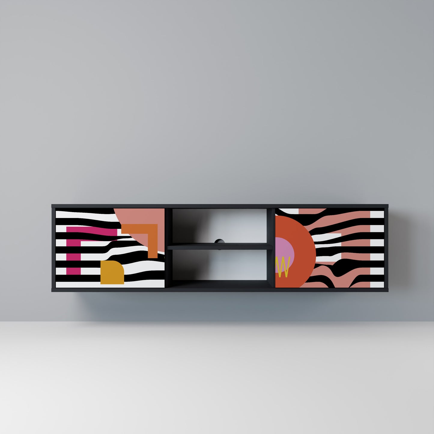 CHROMATIC ABSTRACT Mobile TV a 2 Ante in Finitura Nera