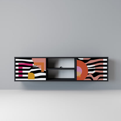 CHROMATIC ABSTRACT Mobile TV a 2 Ante in Finitura Nera