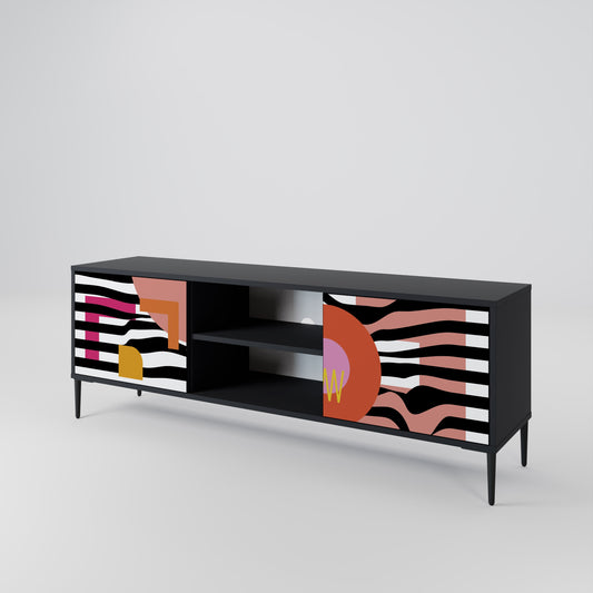 Mobile TV a 2 ante CHROMATIC ABSTRACT in finitura nera