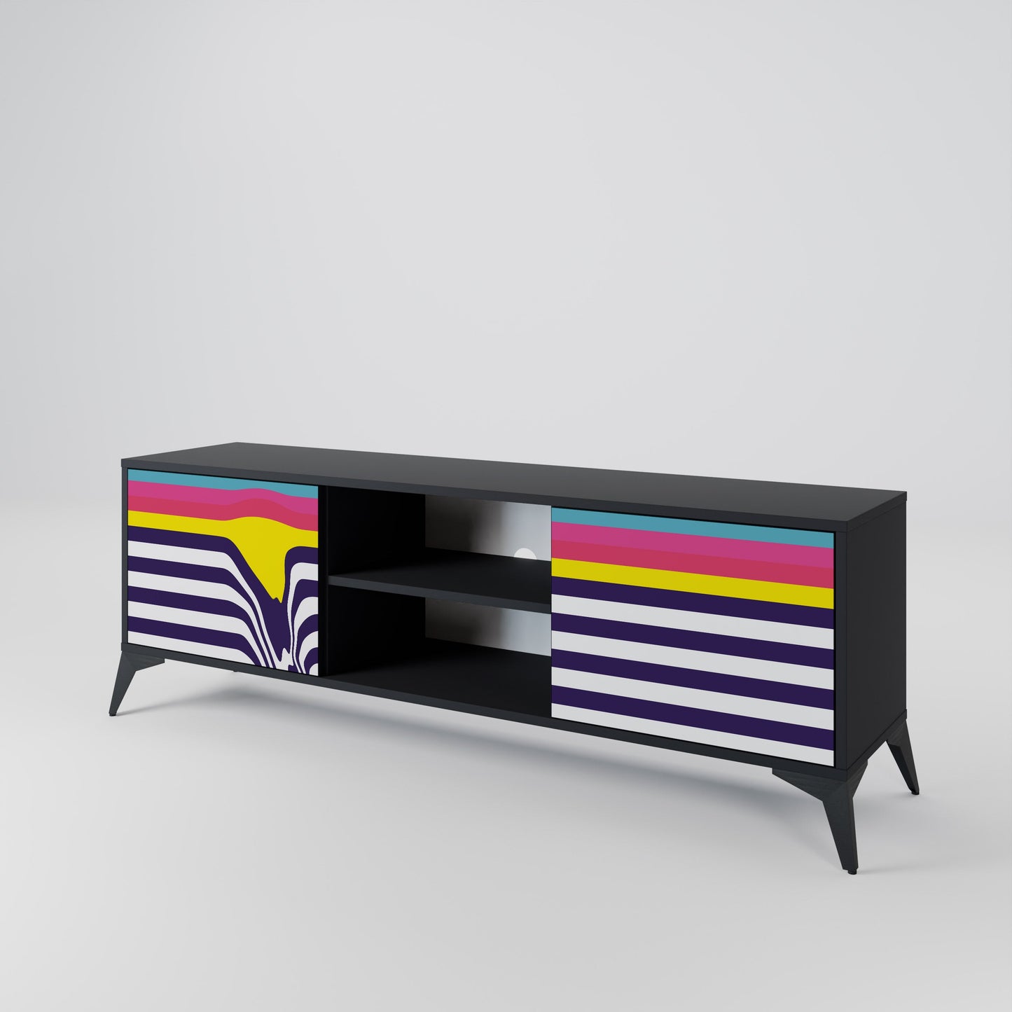 Mobile TV a 2 ante COLORFUL DIVERSION con finitura nera