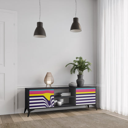 Mobile TV a 2 ante COLORFUL DIVERSION con finitura nera