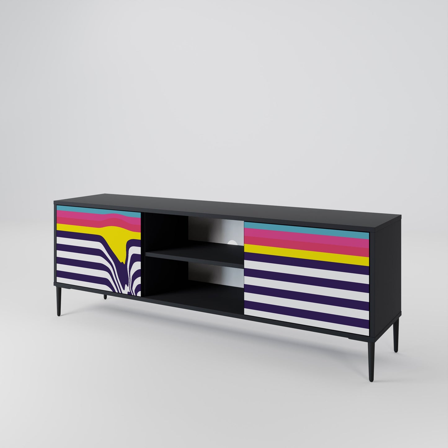 Mobile TV a 2 ante COLORFUL DIVERSION con finitura nera