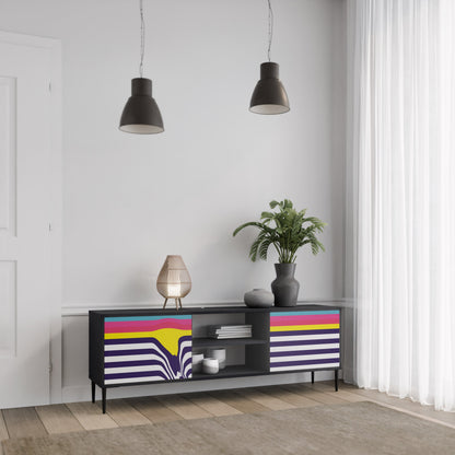 Mobile TV a 2 ante COLORFUL DIVERSION con finitura nera