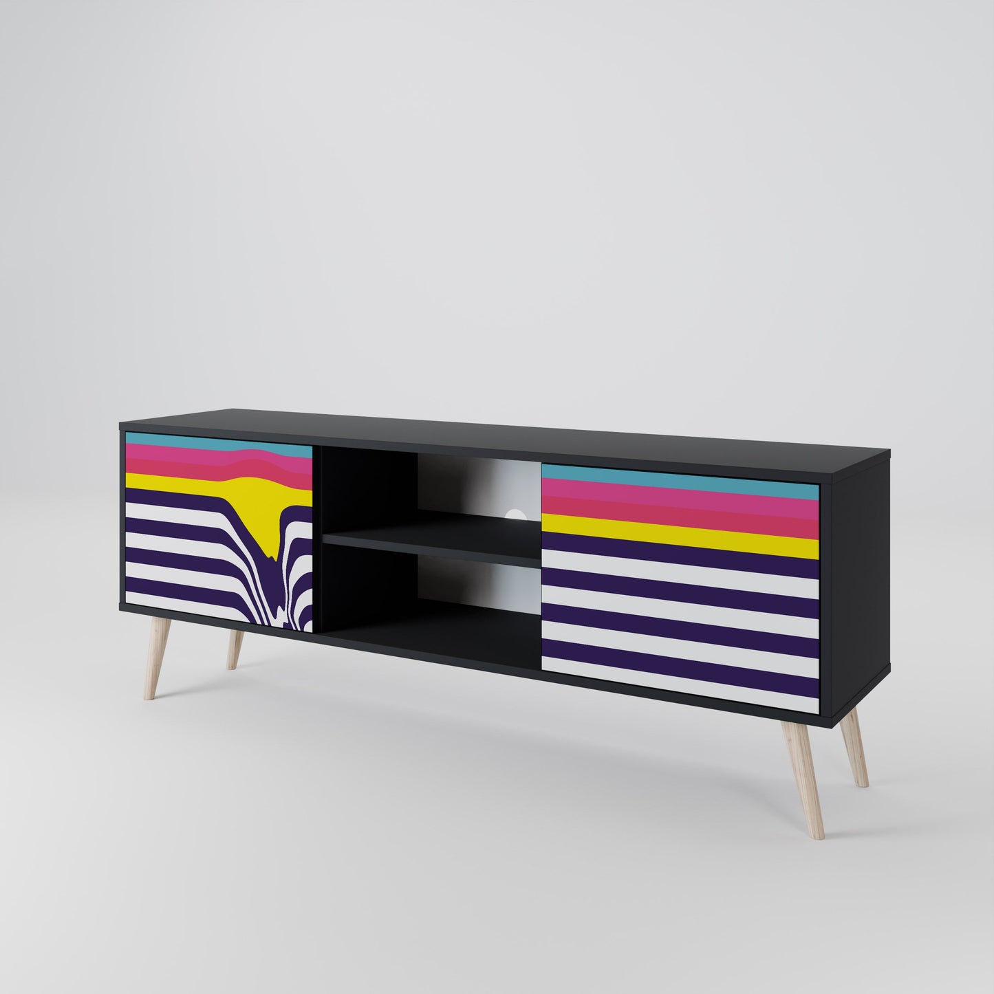 Mobile TV a 2 ante COLORFUL DIVERSION con finitura nera