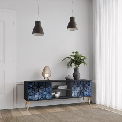 Mobile TV CUBIC MIST a 2 ante con finitura nera