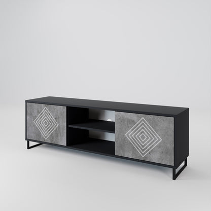 Mobile TV POLYGONAL ARTISTRY a 2 ante in finitura nera