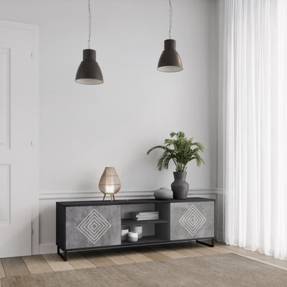 Mobile TV POLYGONAL ARTISTRY a 2 ante in finitura nera