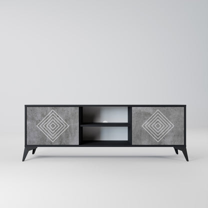 Mobile TV POLYGONAL ARTISTRY a 2 ante in finitura nera