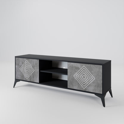 Mobile TV POLYGONAL ARTISTRY a 2 ante in finitura nera